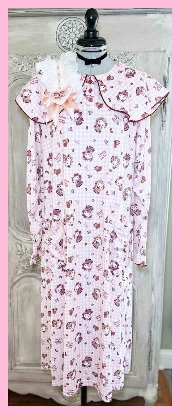 Sanrio Hello Kitty Dolly Mix Roomwear Nightgown Pajamas Lolita Bonnet Headdress